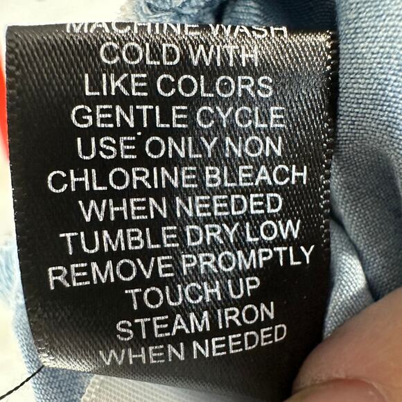 Torrid Skirt WMNS M Blue Chambray Ruffle Shirred Hem Stretch Waist Front Pockets - Picture 10 of 12